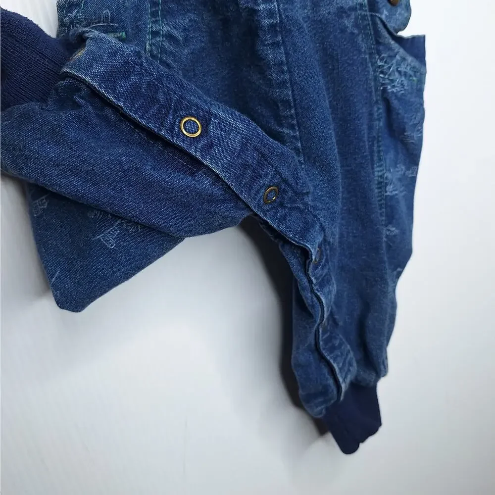 Vintage OshKosh B'Gosh Vestbak Baby Denim Sailboat Bubble Bib Overall 6-9 mo USA